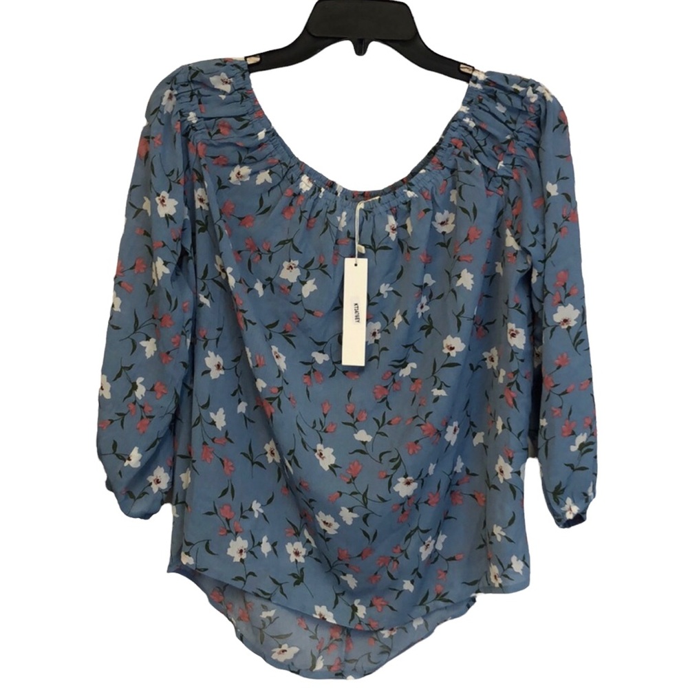 Symphony over the shoulder floral blouse